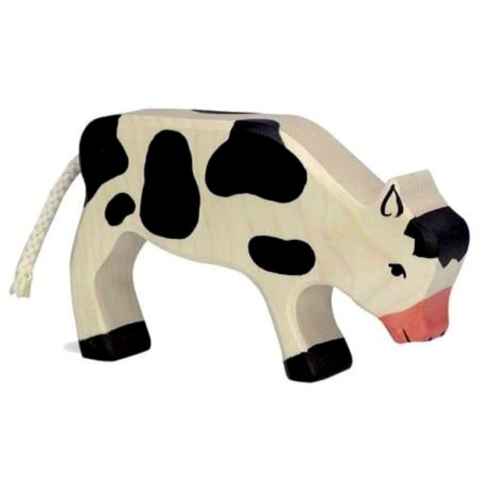 NWT Holztiger Wooden Toys Black & White Calf Grazing